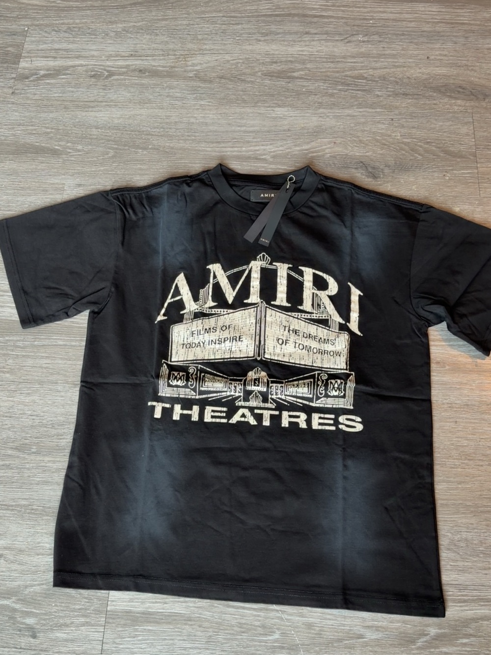 AMIRI Black Graphic 'Theatres' Logo Tee